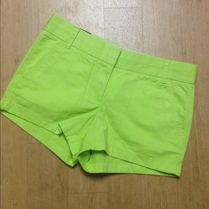 J. Crew Chino Shorts in Neon Lime